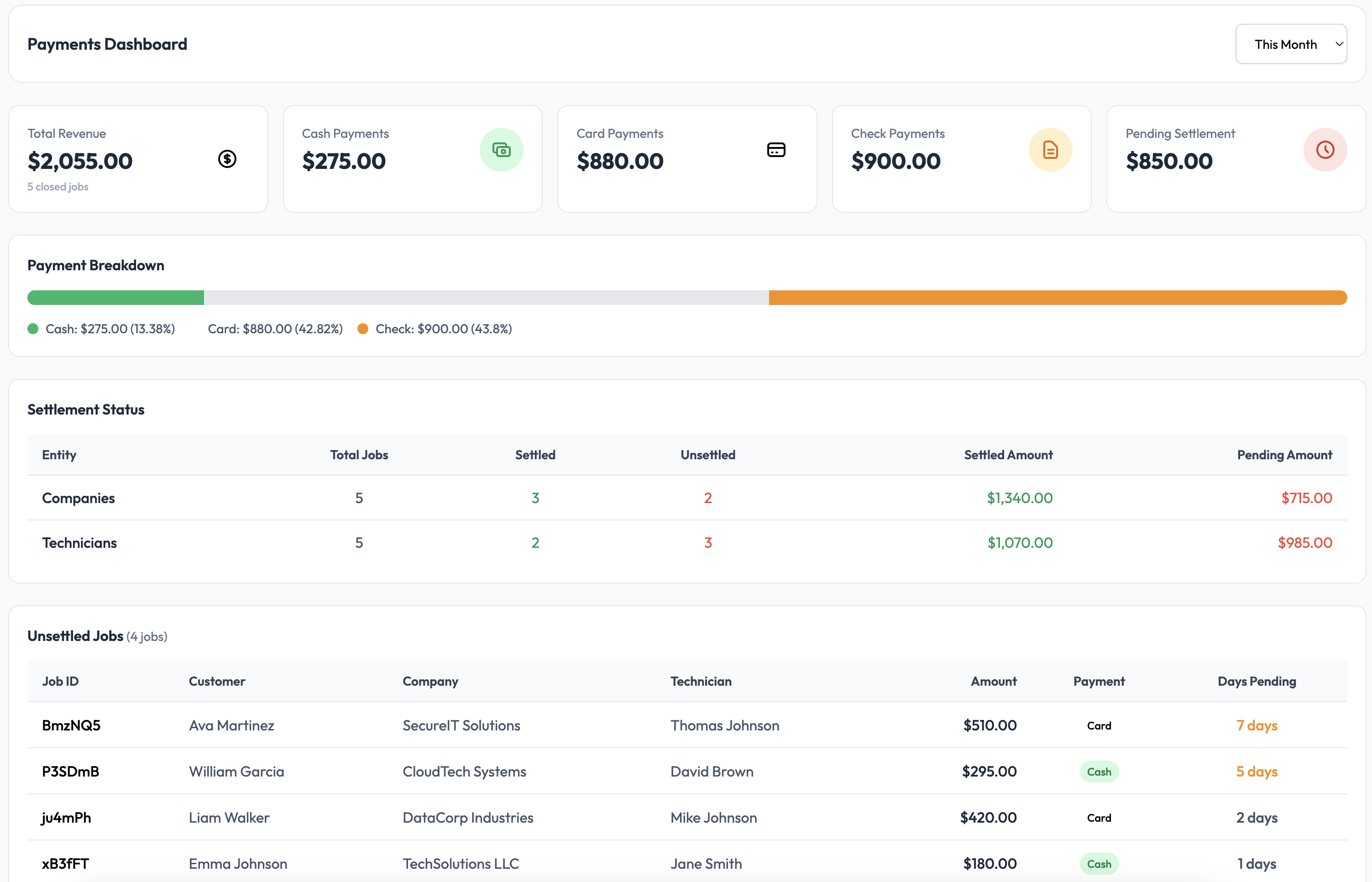 kJobDone invoice and estimate workflow screen.